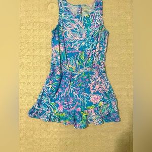 Lily Pulitzer Girls Romper.  Cross ruffle design to look like skirt